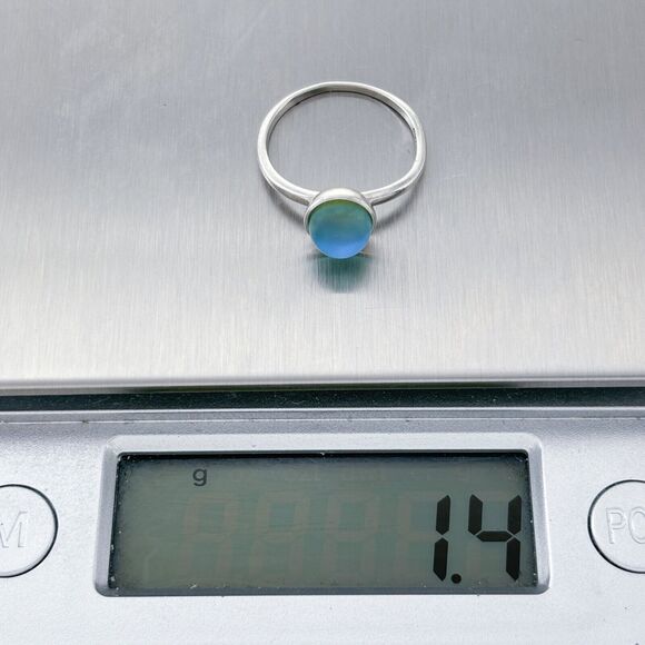 Vintage Sterling Silver 925 6mm Blue Glass Ring Size 4.5 - Picture 7 of 7